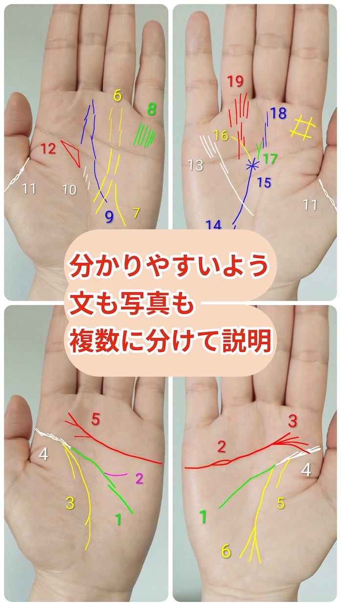 手相総合&質問は詳しく分析/6000文字〜占います 満足の10項目＋質問2つ！しっかり見たい方向け。写真解説付き イメージ6