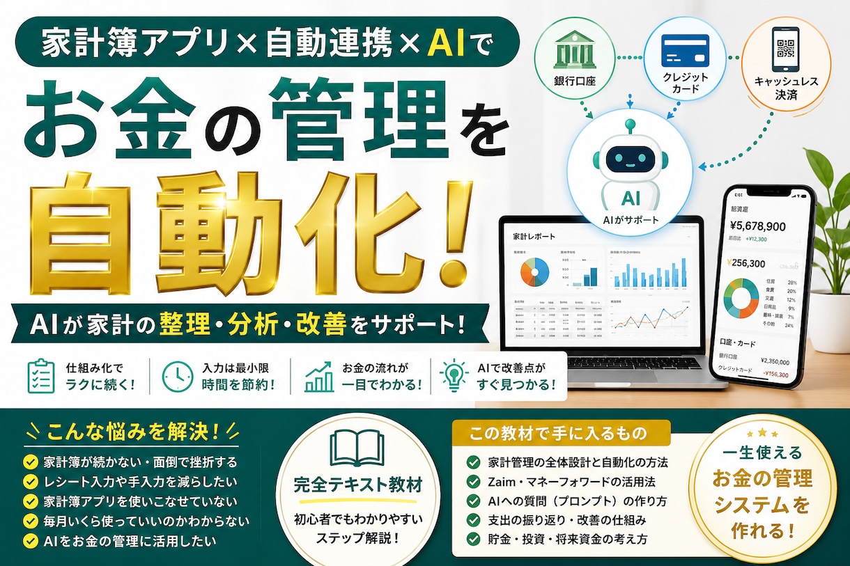 AIを使った家計管理・自動化の方法を教えます 家計簿アプリ×自動連携×AIでお金の管理を仕組み化入門 イメージ1