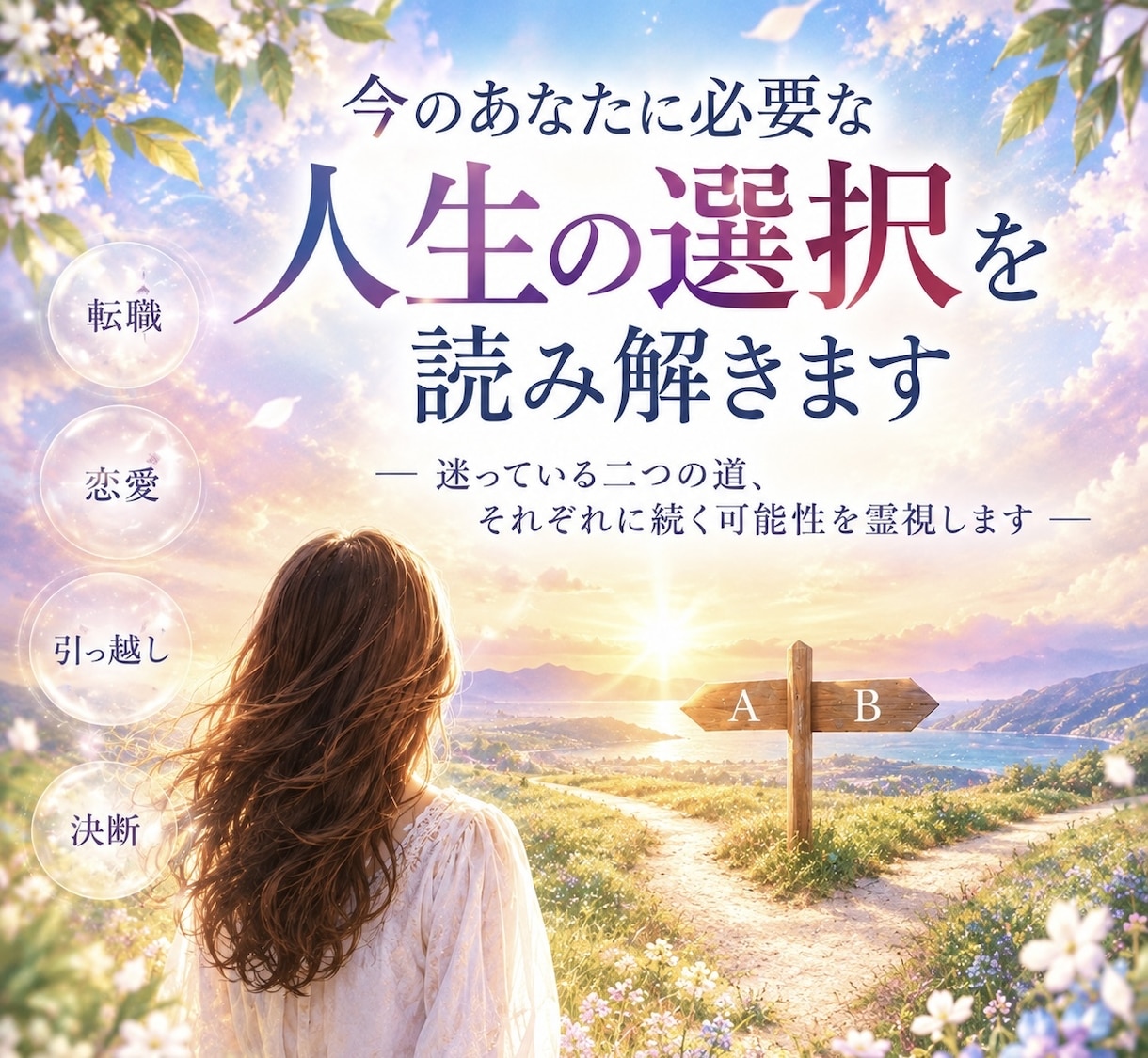 今のあなたに必要な「人生の選択」を読み解きます 迷っている二つの道、それぞれに続く可能性を霊視 イメージ1