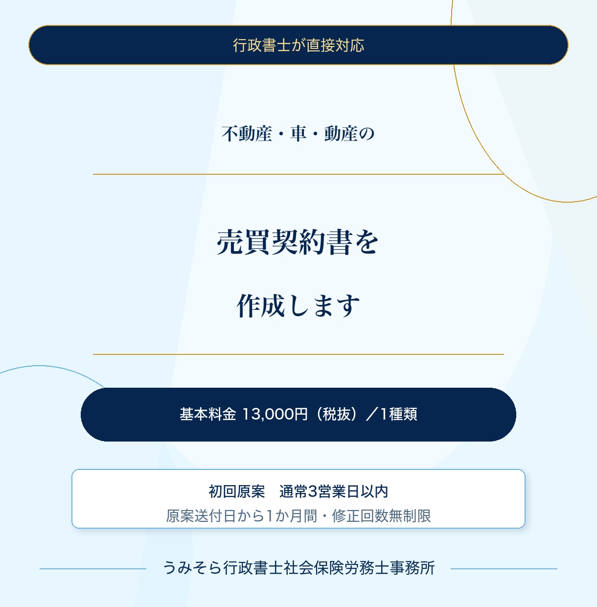 行政書士が不動産や動産の売買契約書を作成します 作成歴15年以上。不動産・車等対応。原案後1か月修正無制限 イメージ1