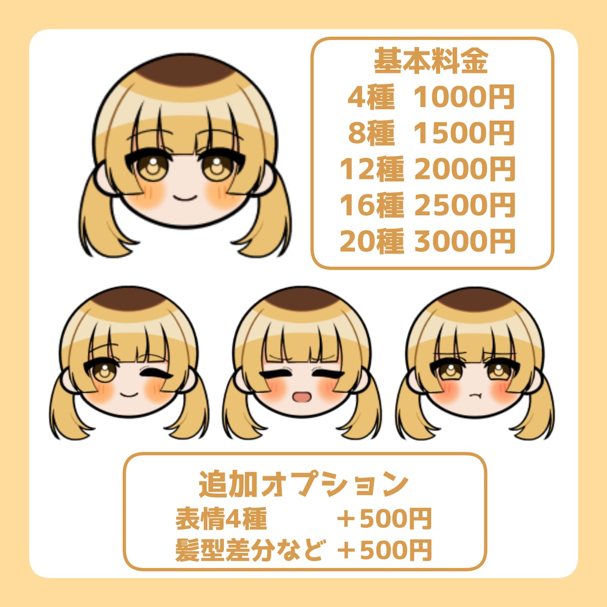 正面顔ミニキャラリアクションイラスト描きます 商用利用OK！！配信やメンバーシップバッジなどに！ イメージ2