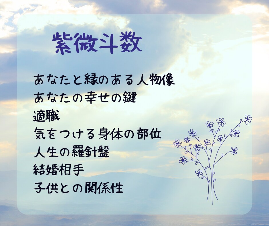 紫微斗数であなたの適職等人生のヒントを鑑定します 自分を知りたい方。紫微斗数はおもしろいほどあなたがわかります イメージ1