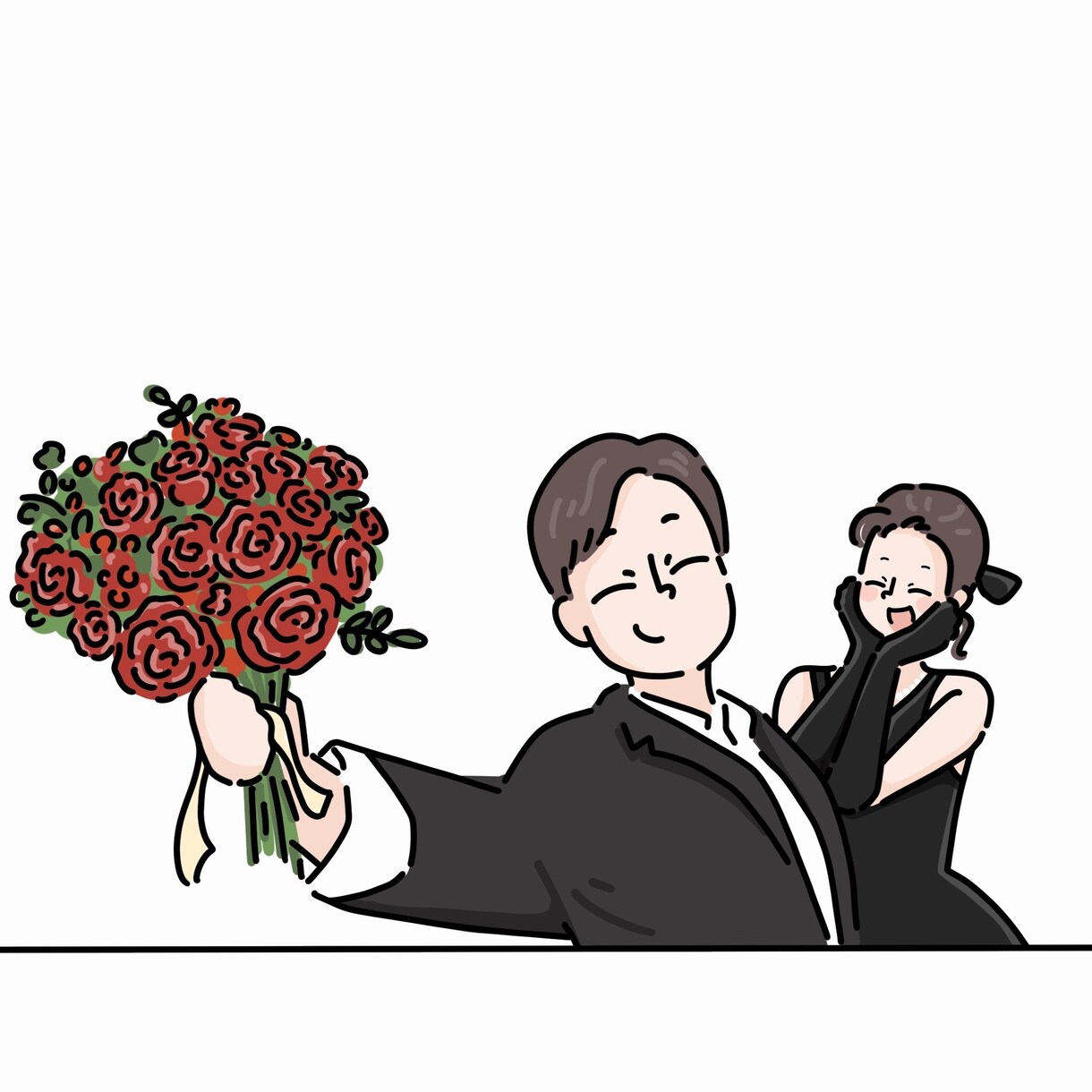 お写真をもとにカップルの似顔絵を描きます SNSアイコン・ウェルカムボードなどにオススメ イメージ2