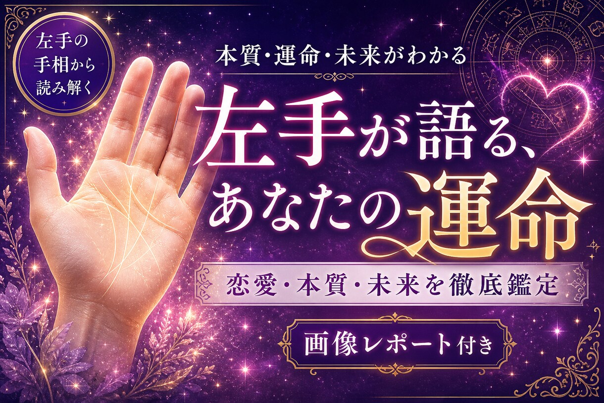 左手が語る、あなたの運命を視ます 恋愛・本質を深く読む手相レポートを作成 イメージ1