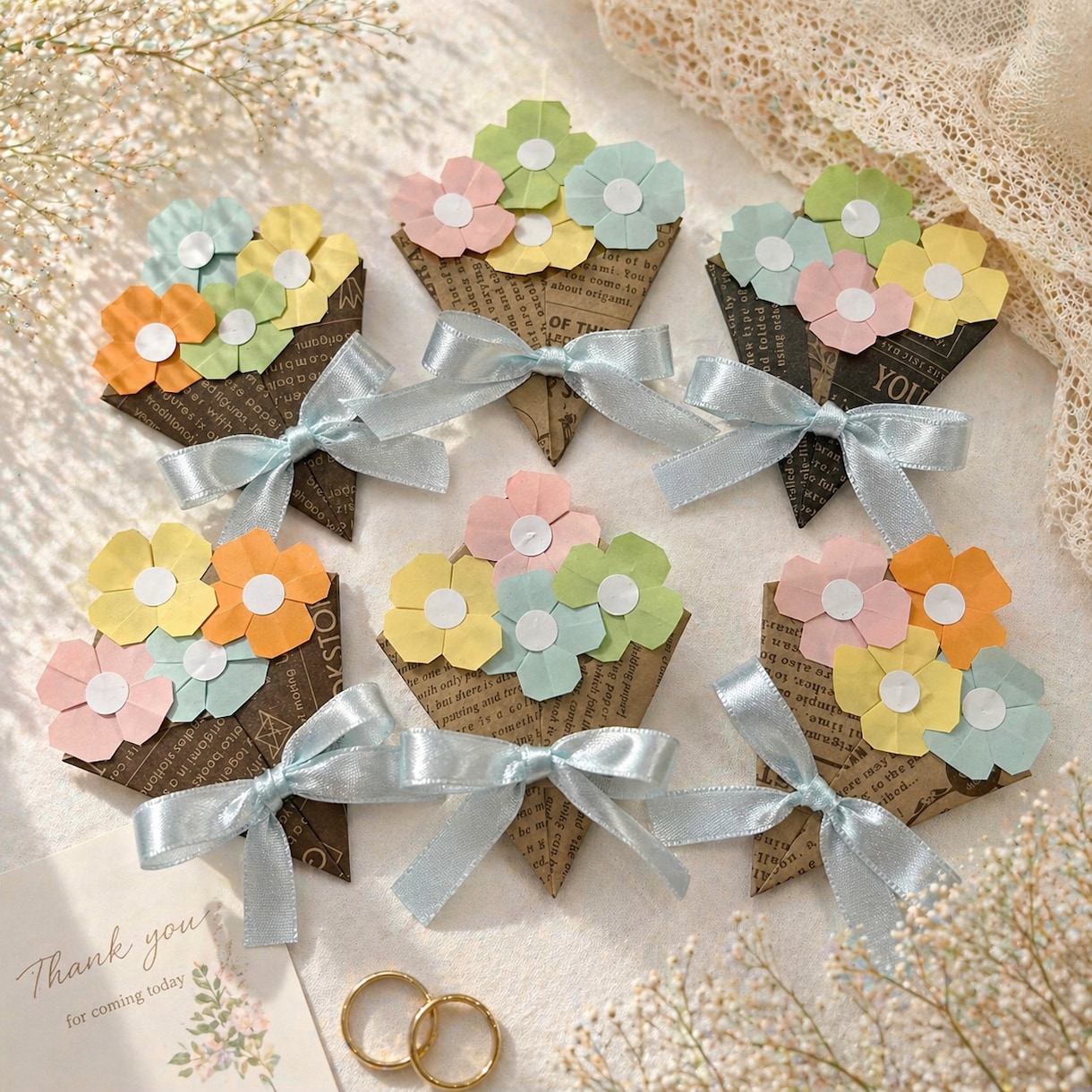 結婚式にぴったり折り紙フラワーブーケ作成します ひとつひとつ丁寧に手作り。心に残るプチギフトに イメージ2