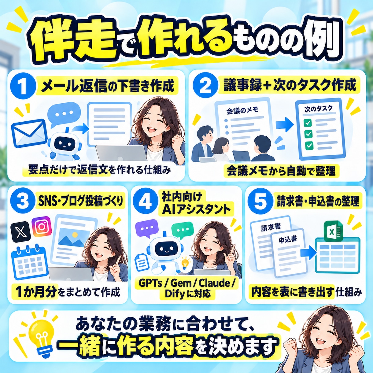初心者向け！AIで業務効率化まで1か月伴走します 学ぶだけで終わらせず、本当に楽になるまで一緒に イメージ5