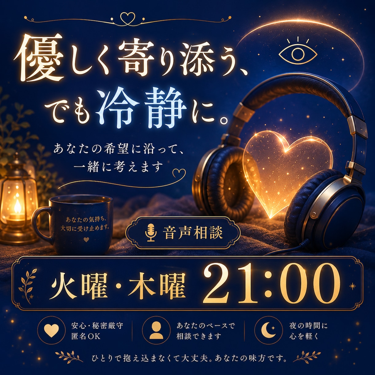 優しく、時に冷静にあなたの話を聞きます ただ聞いてほしい？意見がほしい？あなたのスタイルに対応します イメージ3