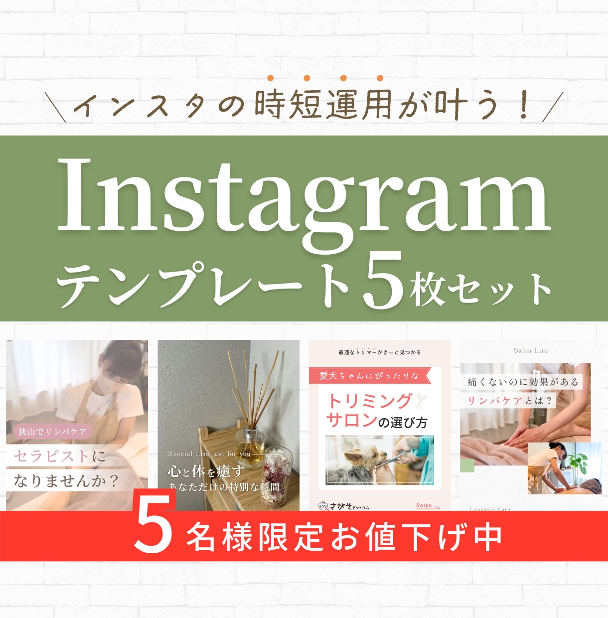 インスタ投稿テンプレート5枚セット制作します 文字を入れるだけでOKなCanvaテンプレートリンクで納品！ イメージ1
