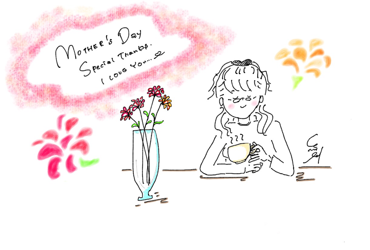 母の日にイラストを描きます 優しいタッチでイラストをかきます イメージ4