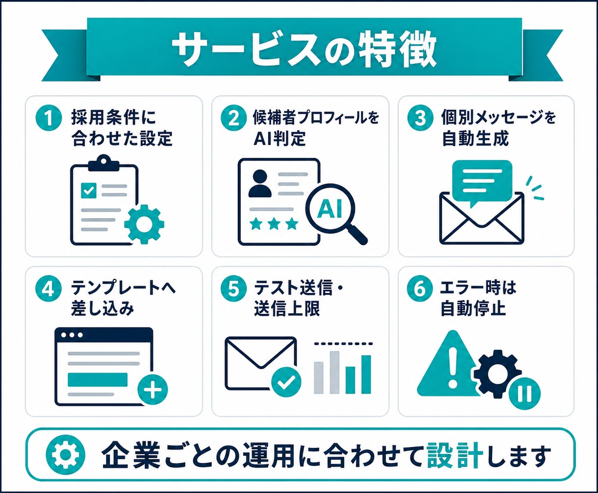 AI採用スカウト配信自動システムを開発します 採用スカウトの検索・文面作成・送信を自動化 イメージ3