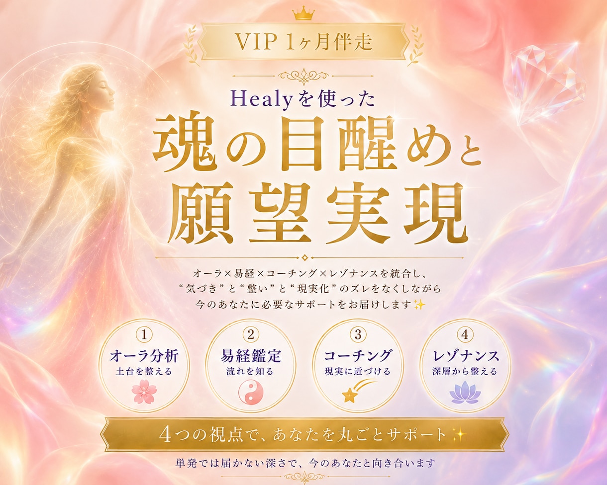 VIP1ヶ月 | 魂の目醒めと願望実現を伴走します Healyを使って12次元に働きかけ、望む未来へじっくり伴走 イメージ1