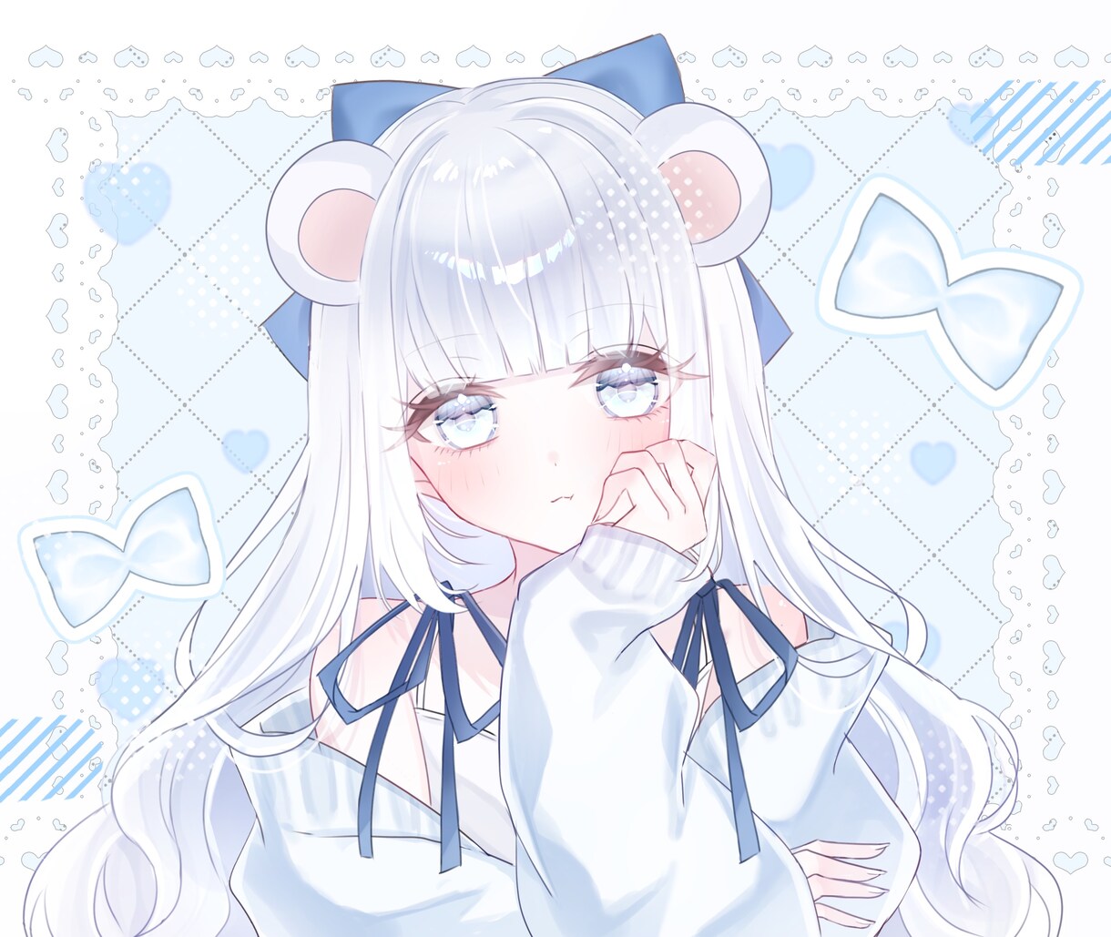 背景付き1枚イラスト！頬杖量産イラストを描きます 見切れなし！アイコン、サムネ、配信等なんでも使えます。 イメージ1