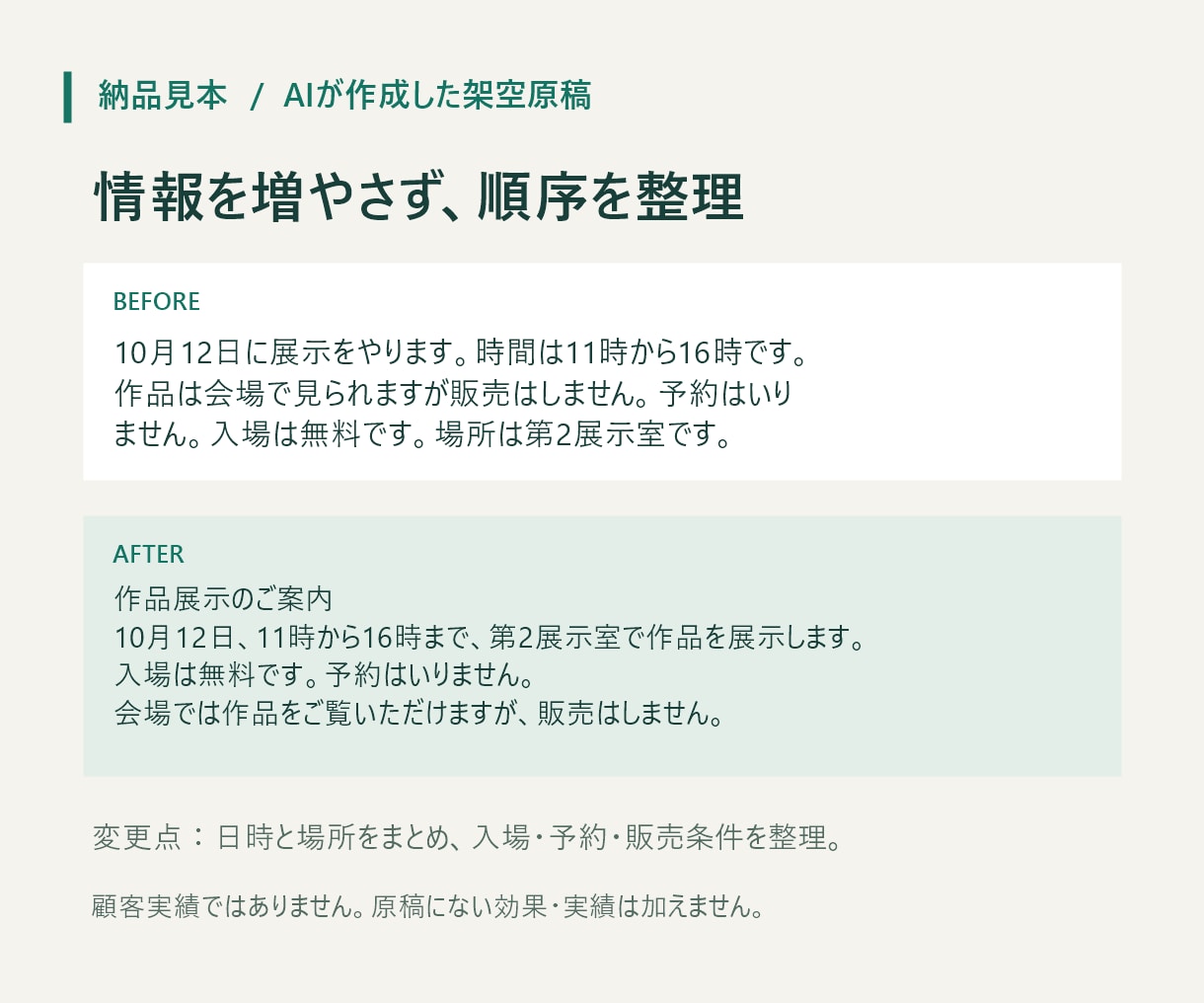 案内文・商品説明を読みやすく整えます 原稿1,000字まで・変更点付き・AI使用 イメージ2