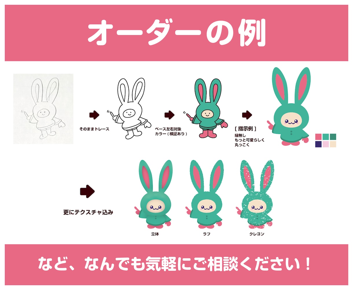 オリジナルキャラクターを作成します お客様のアイデアを生かしながら、キャラクターを仕上げます。 イメージ2