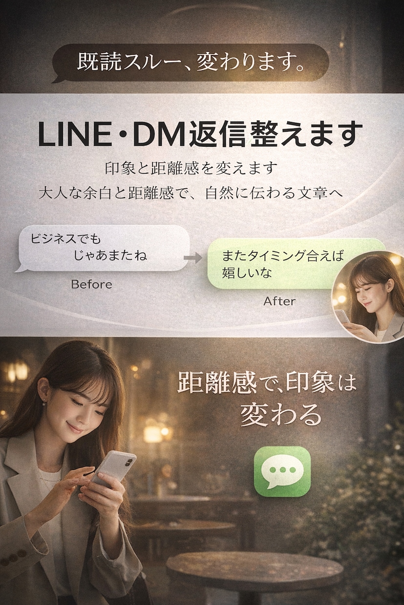 LINE，DM返信整えます｜印象と距離感を変えます 既読スルー卒業！大人の余裕を感じさせる、洗練された返信案 イメージ4