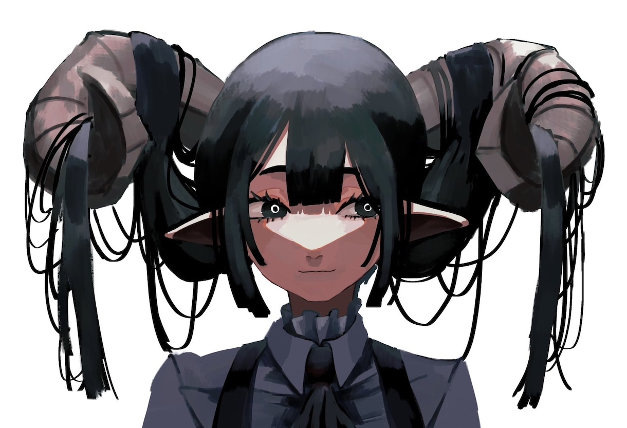 厚塗りでダーク可愛いイラストを描きます お面とフリルの多いお洋服大得意！たくさんお着替え出来ます！ イメージ4