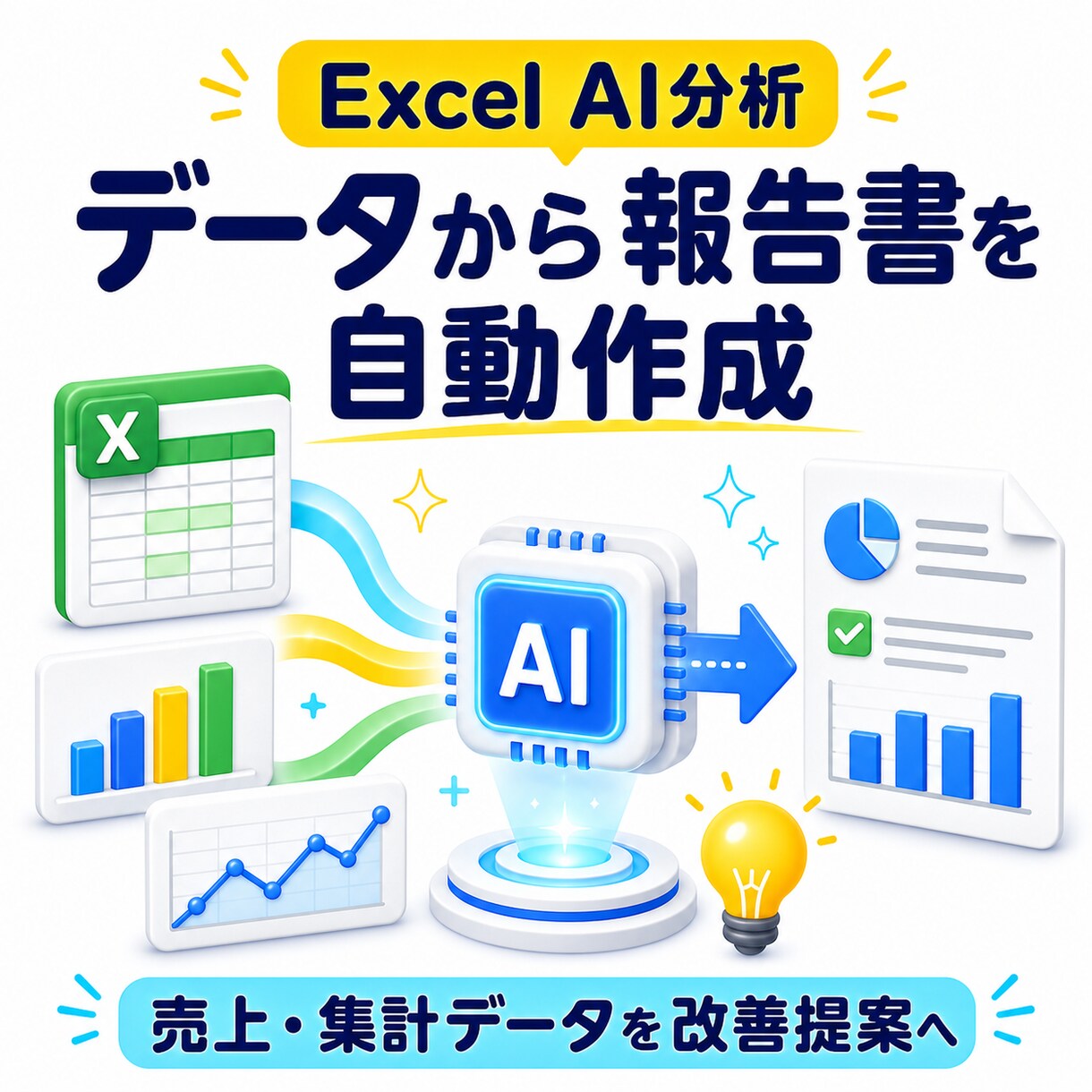 Excelデータを自動分析してレポート作成できます データをAIが読んで分析レポートを生成 イメージ1