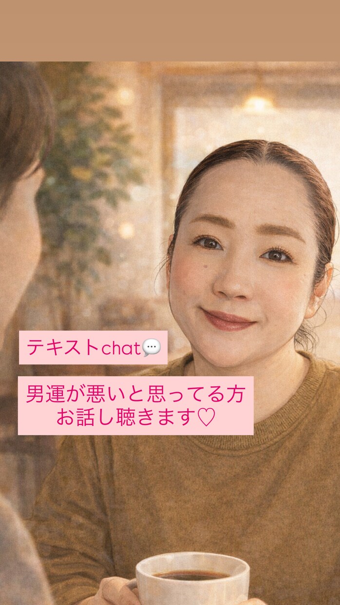 チャット|恋愛運悪い…て思ってない？話し聴きます 30分からのテキストchat／お気軽にどうぞ(^^) イメージ1
