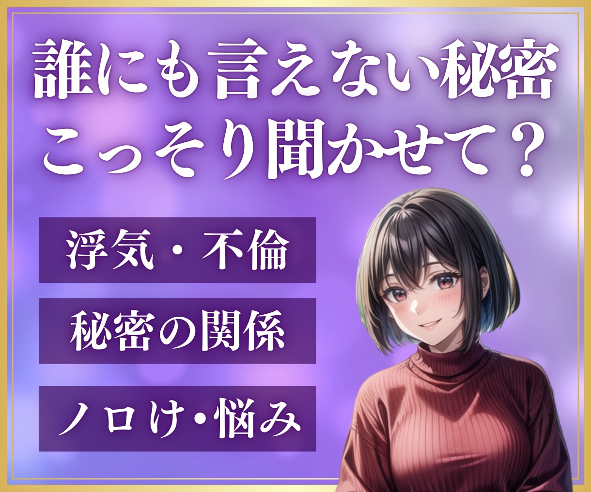 経験者❤️浮気不倫、秘密の関係愚痴悩みお聞きします 不倫、浮気、セフレ❤️ノロけ、愚痴、お悩みもお気軽に！ イメージ1