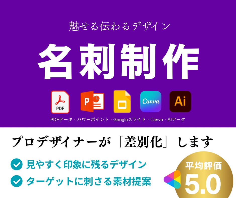名刺制作｜シンプルな名刺デザインをお作りします 可愛い・POP・クール系もOK！様々なデザインでお作りします イメージ1