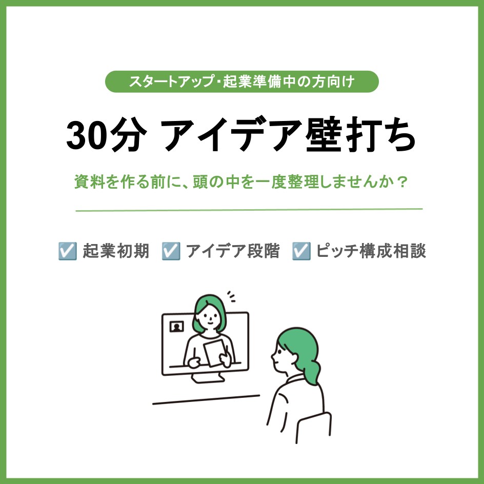 起業家向け　事業アイデア整理の壁打ちします ピッチ資料作成前の論点整理セッション イメージ1