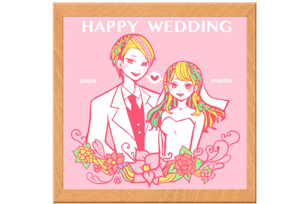 他の人と被らない！ウェルカム似顔絵描きます 結婚式のウェルカムボードに！色違い2枚納品します！ イメージ3