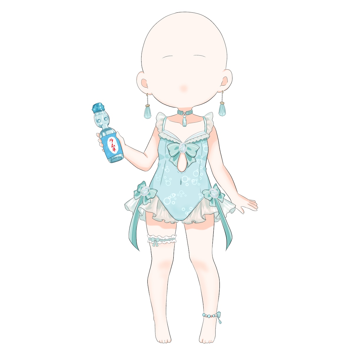 商用利用可！ライバーさん向けのミニキャラ描きます これからの時期ぴったりなラムネ風水着量産ミニキャラ イメージ1