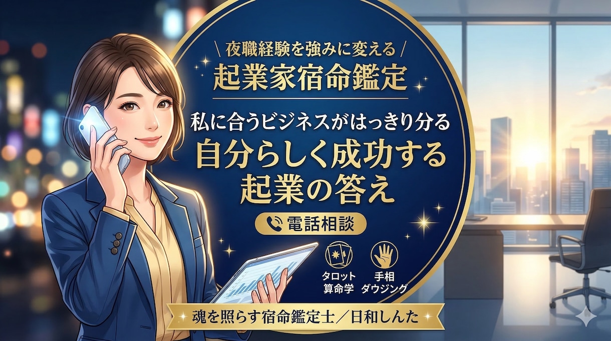 夜職経験を強みに変える｜起業家宿命鑑定します 私に合うビジネスがはっきり分る　自分らしく成功する起業の答え イメージ1