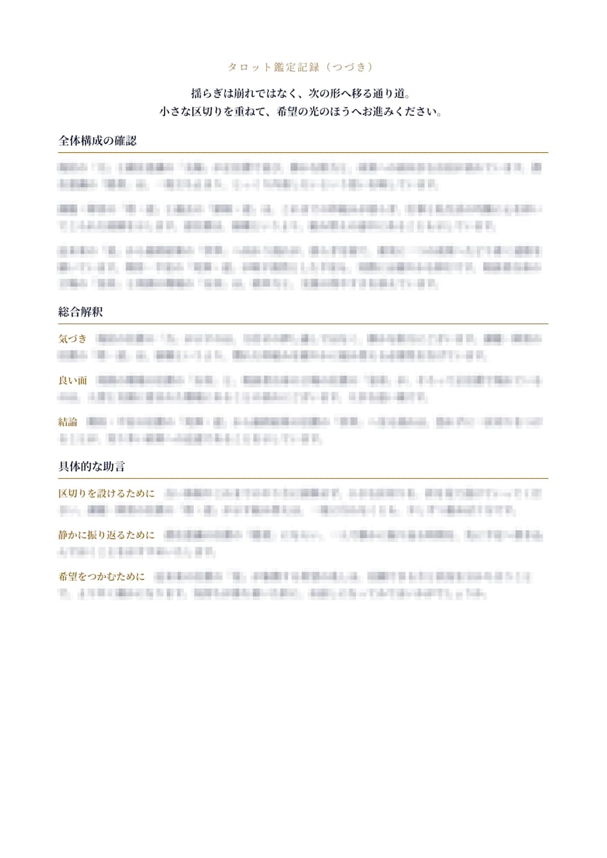 タロット鑑定書で恋愛・仕事・金運を読み解きます 大アルカナ10枚で、あなたの今と流れを読み解きます イメージ3