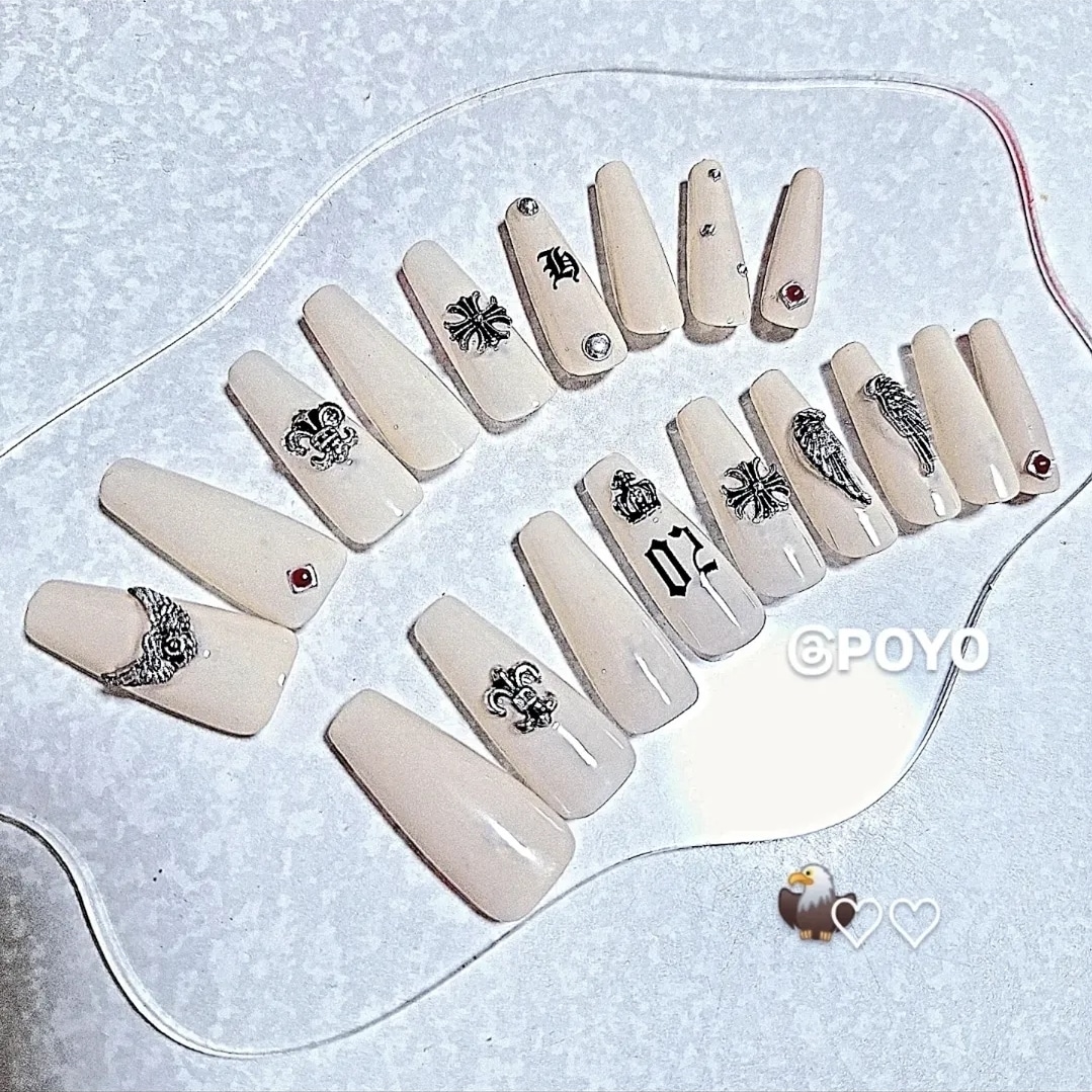 サイズ心配不要！￥3500ネイルチップ作ります サイズ色々18枚セットパーツアートすべて込み一律￥3500 イメージ7
