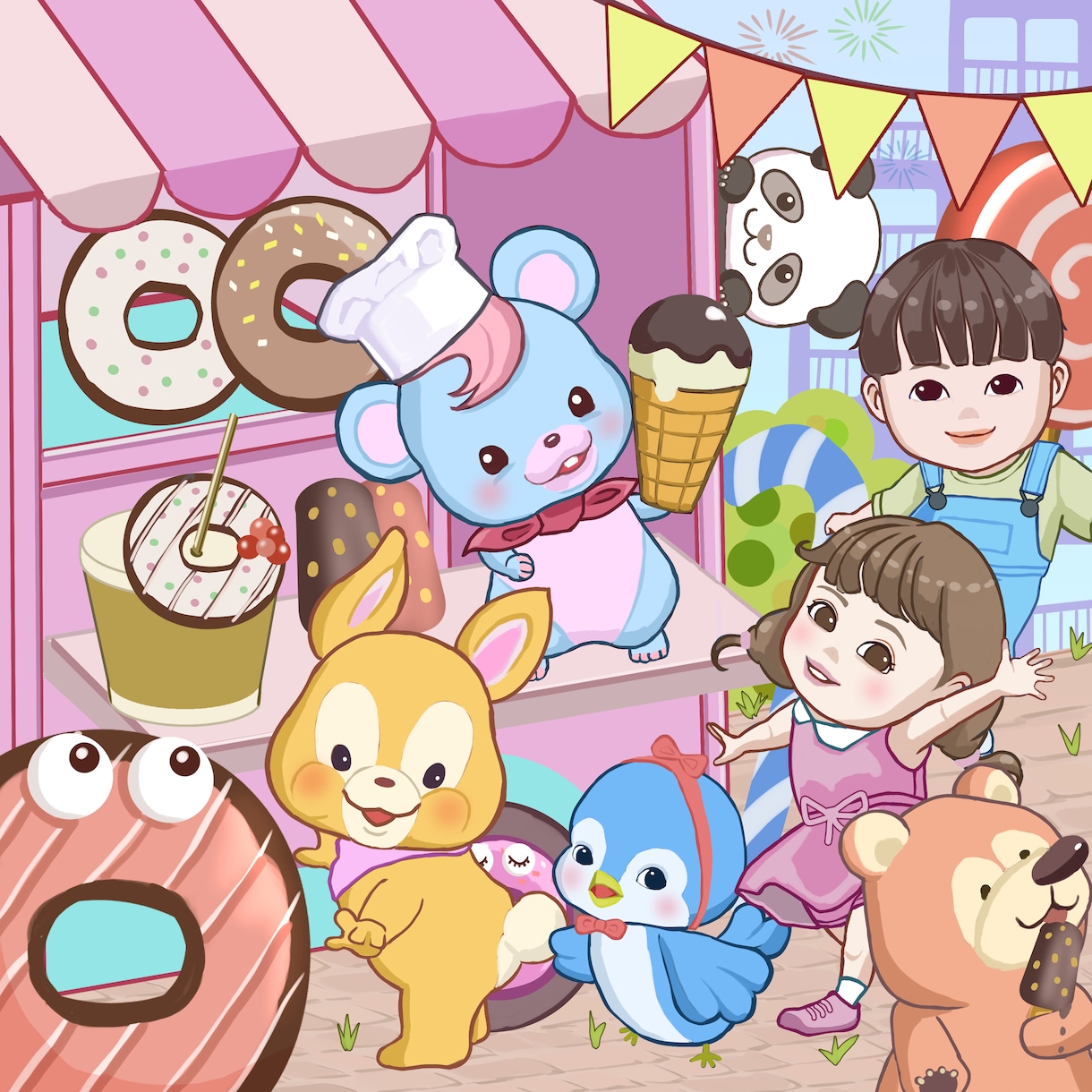 可愛い子どもイラスト人物動物のイラスト描きます 挿し絵、子供向けグッズ★商用利用可 イメージ2