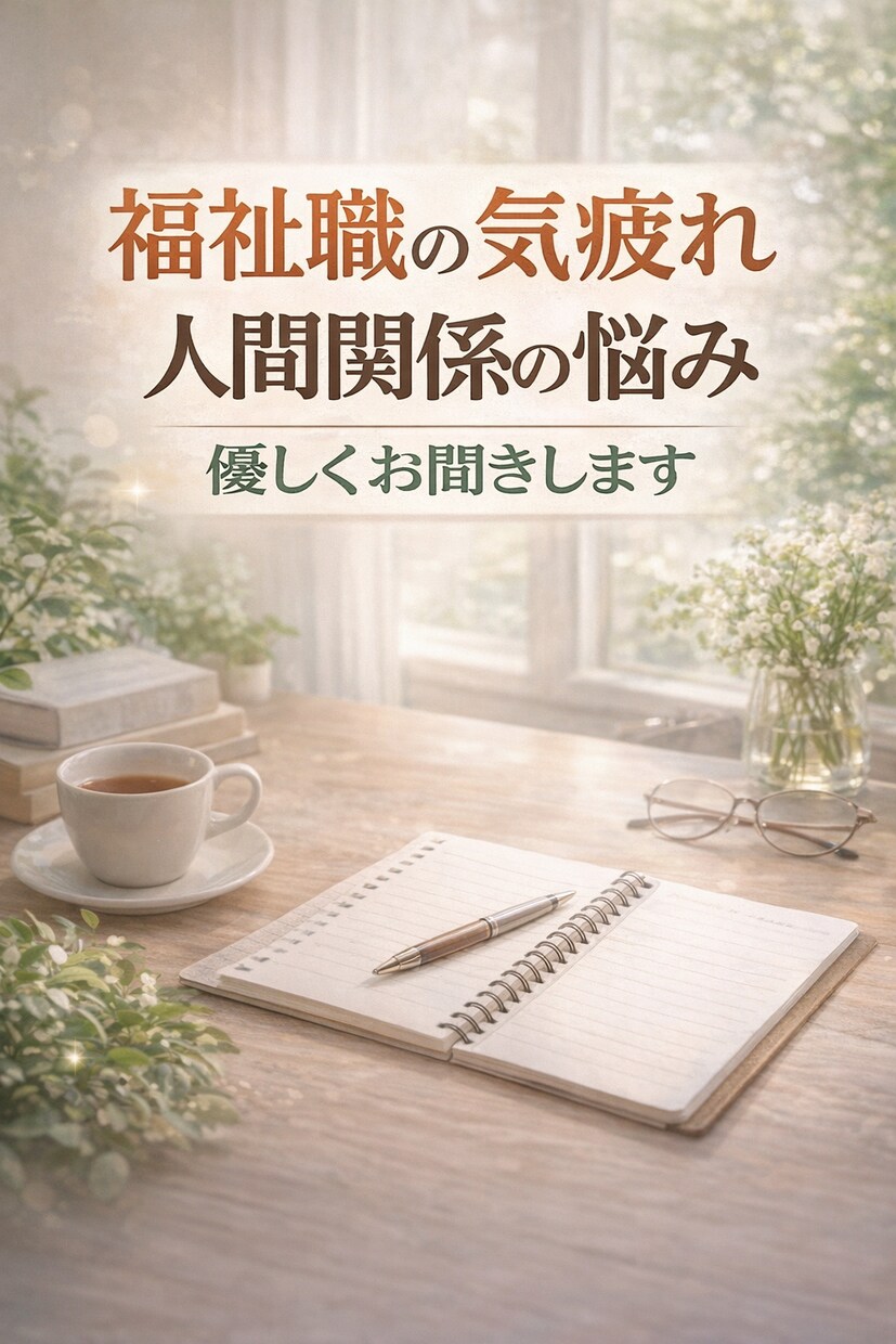 福祉職の気疲れや人間関係の悩みをお聞きします 現場でがんばるあなたの気持ちを、やさしく整理します イメージ1