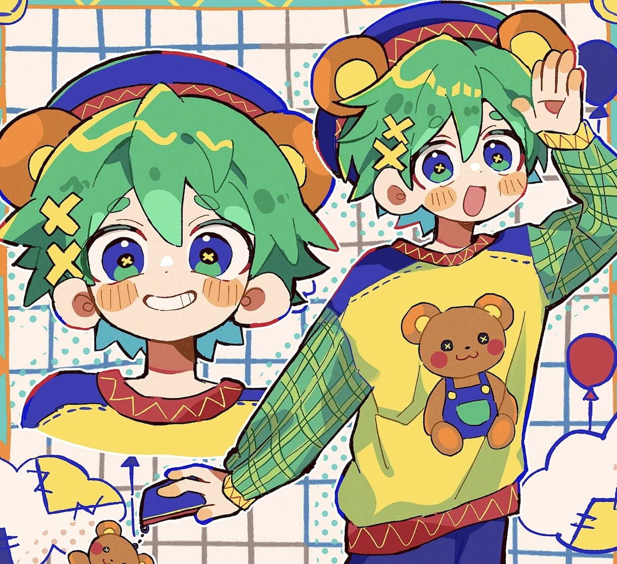 全てお任せ！ポップでごちゃっと可愛い1枚絵描きます ポーズや構図等全てお任せしたい…そんな方々にオススメです！ イメージ1