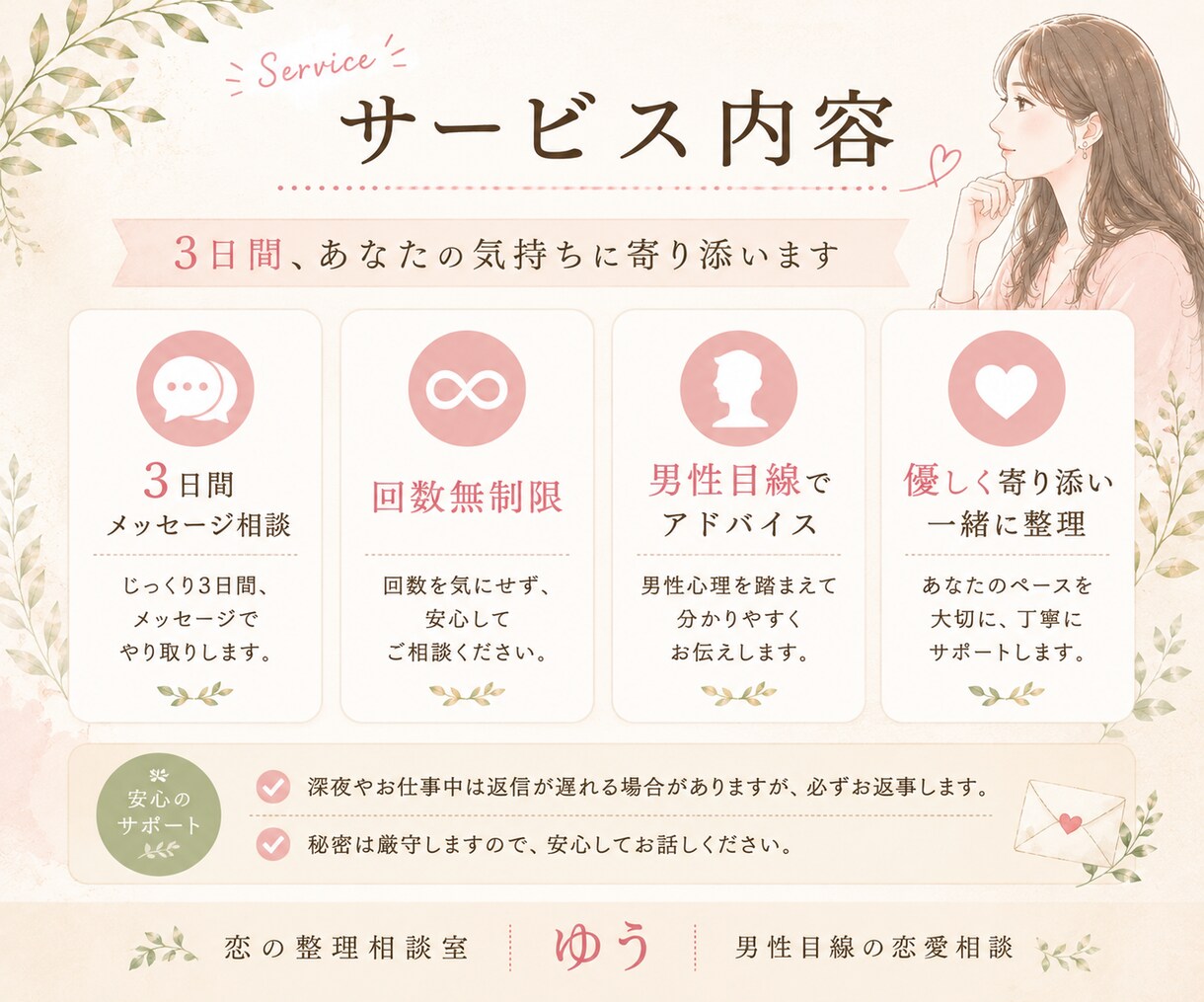 女性限定☆彼の気持ちを男性目線で一緒に整理します 一人で悩まず、一緒に答えを探しましょう☆ イメージ4