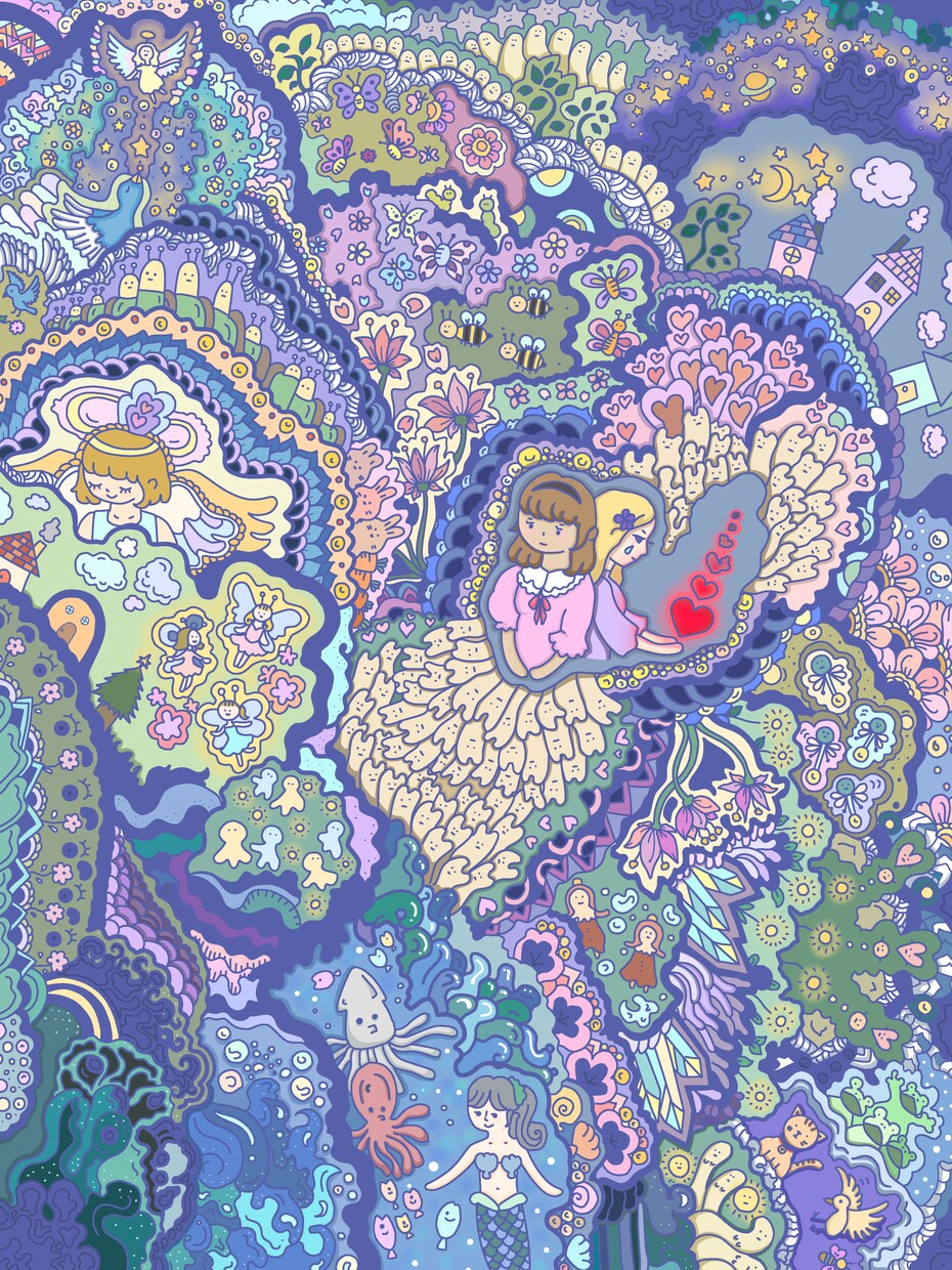 独創的な世界観をイラストを制作します 誰とも被らない、独創的なカラフル線画はいかがでしょうか！ イメージ2