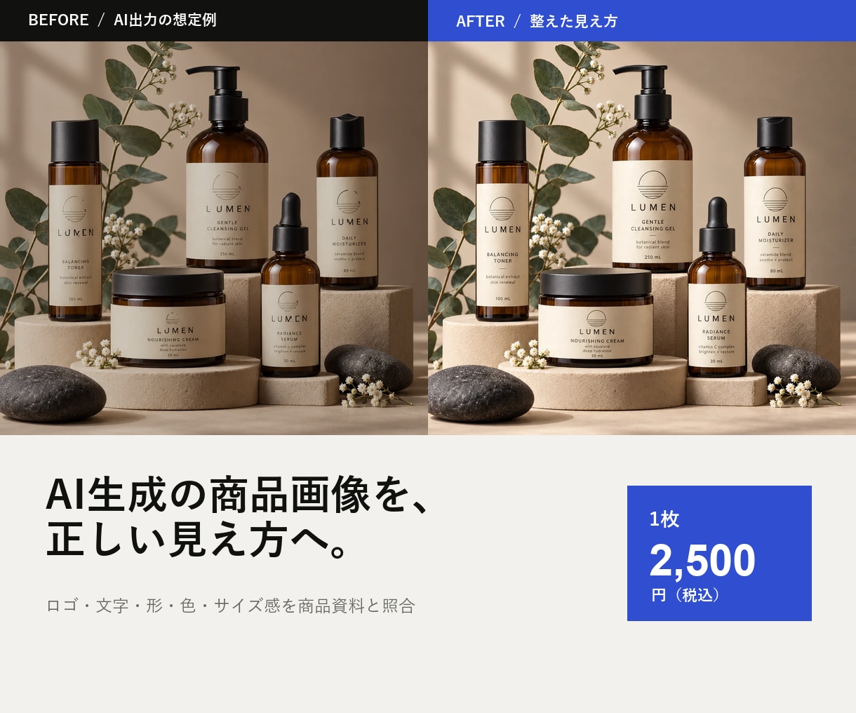 AI生成の商品画像を実物に合わせて修正します ロゴ・文字・形・色の崩れをレタッチャーが整えます イメージ1