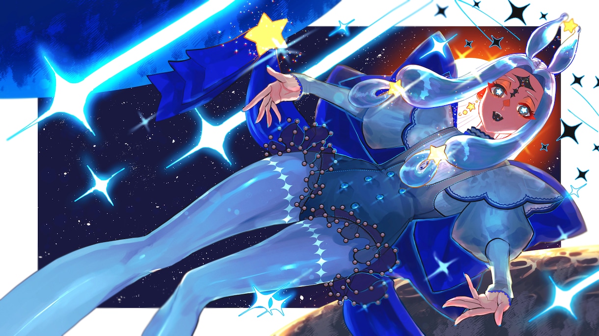 輝くような美しい一枚絵を描きます キラキラとした絵柄の一枚絵を描きます。 イメージ4