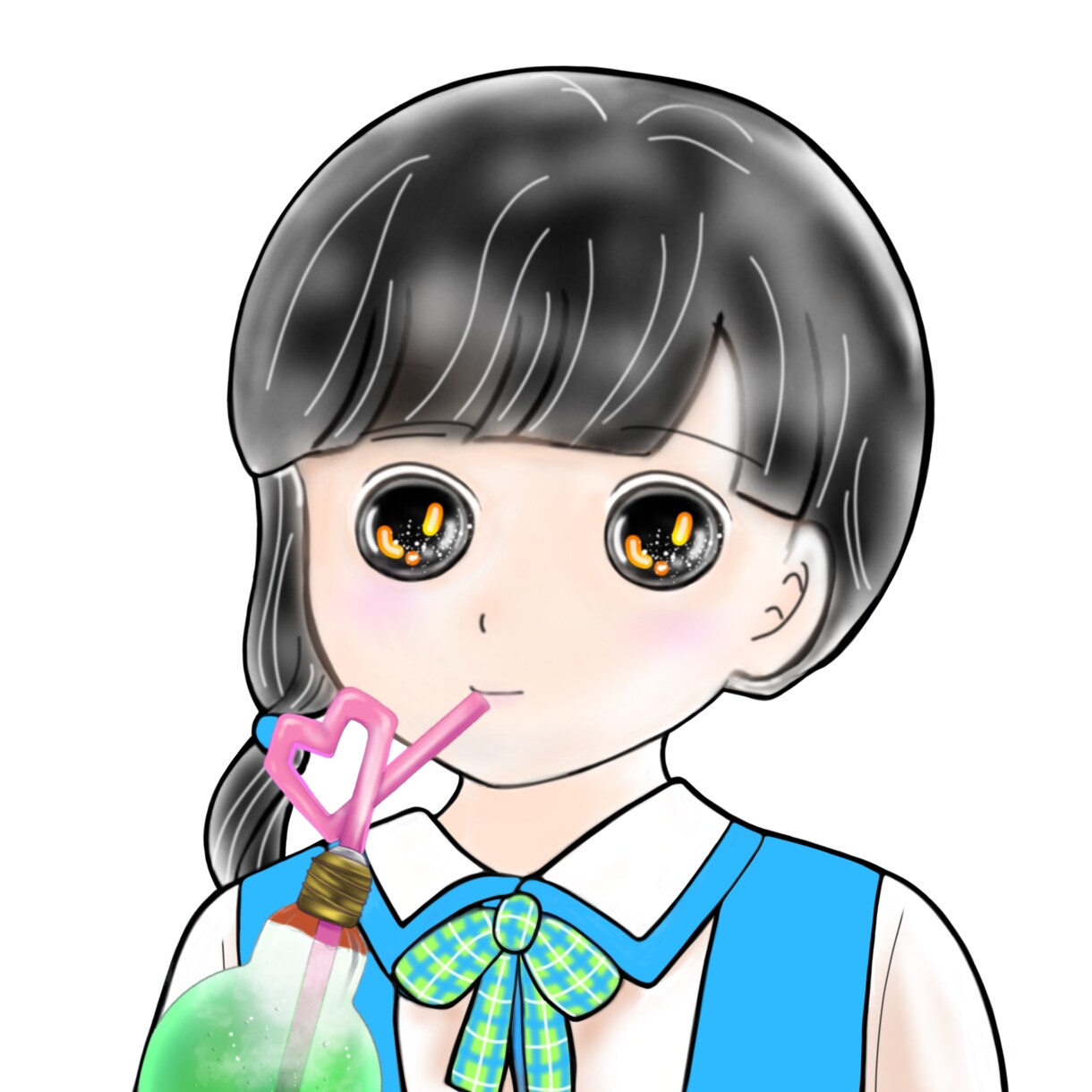 お祭りの電球ソーダが好きな人におすすめします アイコン用電球ソーダの子(背景ありと透過2枚あり） イメージ2