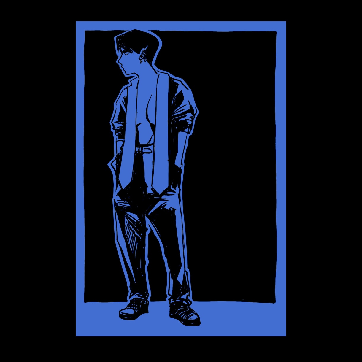 ストリートな人物画を黒＋1色で描きます 黒は君を引き立たせる縁の下の力持ち イメージ1