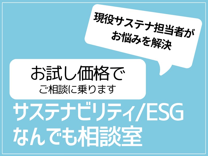 サステナビリティESG対応なんでもご相談に乗ります お試し価格で、現役サステナ担当者がお悩みを解決します！ イメージ1