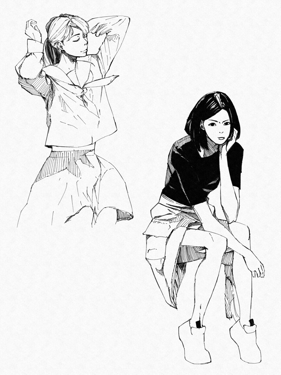人物、動物イラスト　モノクロ、線画イラスト描きます 写真を元に人物や動物の線画イラスト作成します。 イメージ3