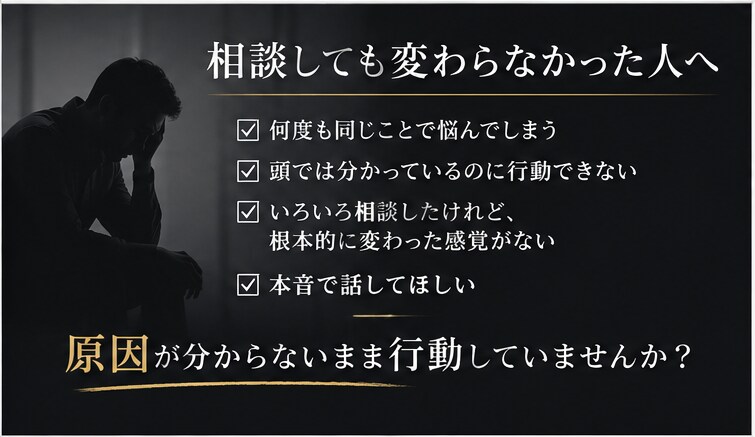 モヤモヤ・悩みの原因を一緒に見つけます なぜ悩むのか。 まずは一緒に整理しませんか。 イメージ2