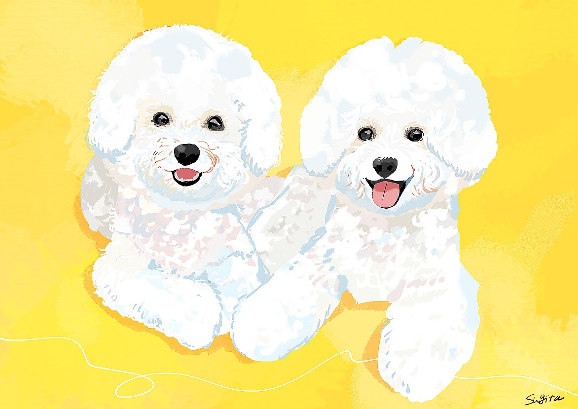 商用可能！写真1枚でペットさんのイラスト描きます ポストカードサイズで納品します！ほんわかテイストです イメージ3
