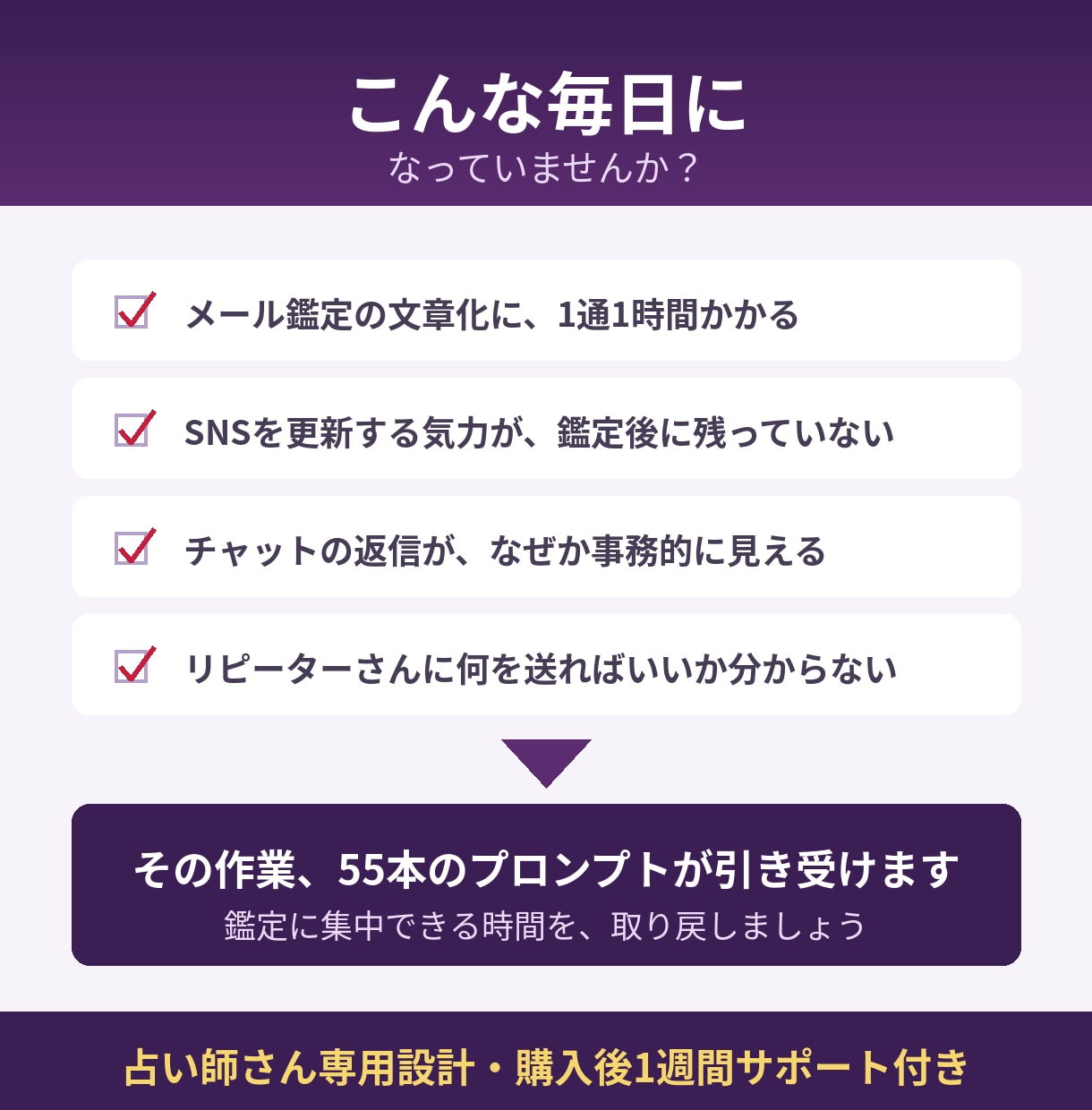 占い専用のAI活用プロンプト55選を提供します 【先着10名限定1500円】鑑定文もSNSもコピペで時短 イメージ2