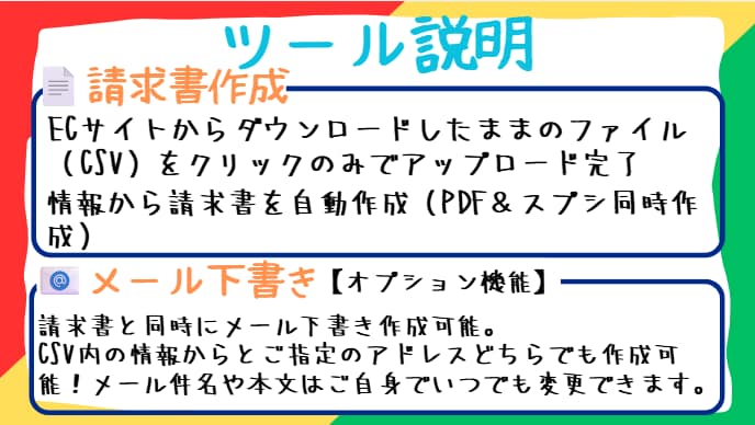 EC注文CSVから請求書PDF作成します インボイス対応！楽天・Shopify・BASE対応 イメージ2