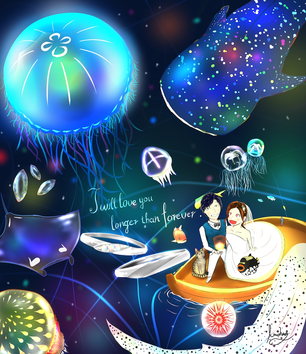 海の生き物だらけの特別な1枚を描きます ☆世界に１つだけの絵で気持ちを伝えませんか？☆ イメージ2