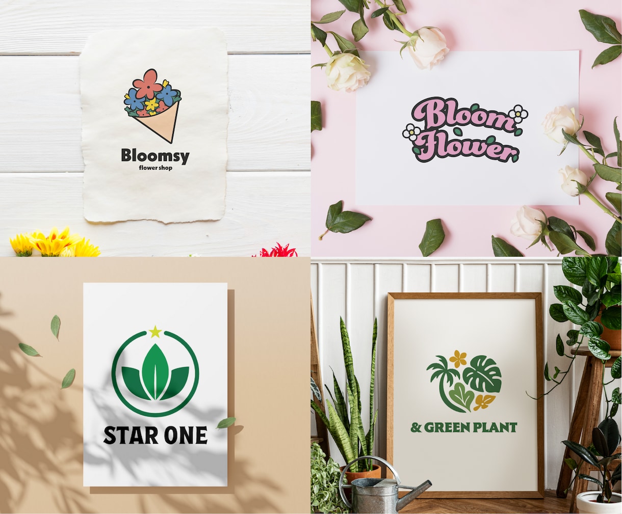 花屋・植物店向け｜ロゴデザイン作成します ステッカーやショップカードにしても可愛いロゴを作成します イメージ1