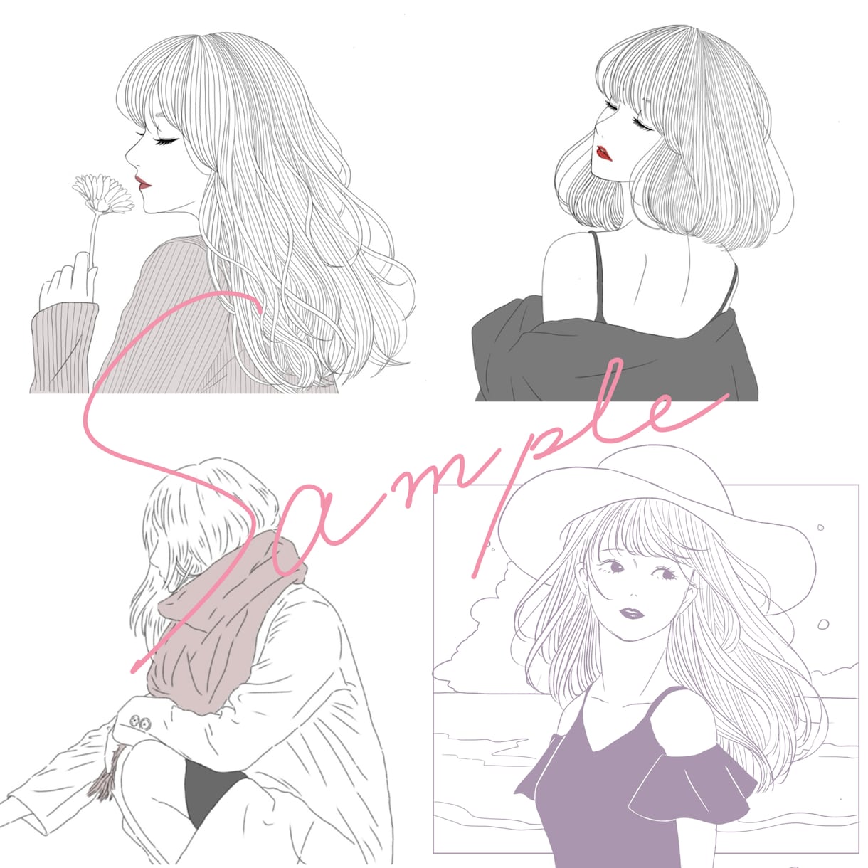お洒落な線画イラストを描きます 挿絵やSNSアイコンなどに！商用OK！ イメージ3