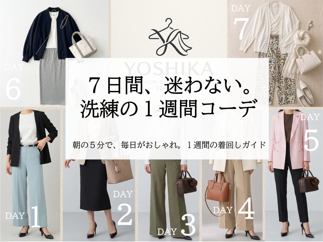 女性限定！お仕事スタイルの1週間コーデを提案します 手持ち服もOK！ファッションのプロが好印象のお仕事コーデ提案 イメージ1