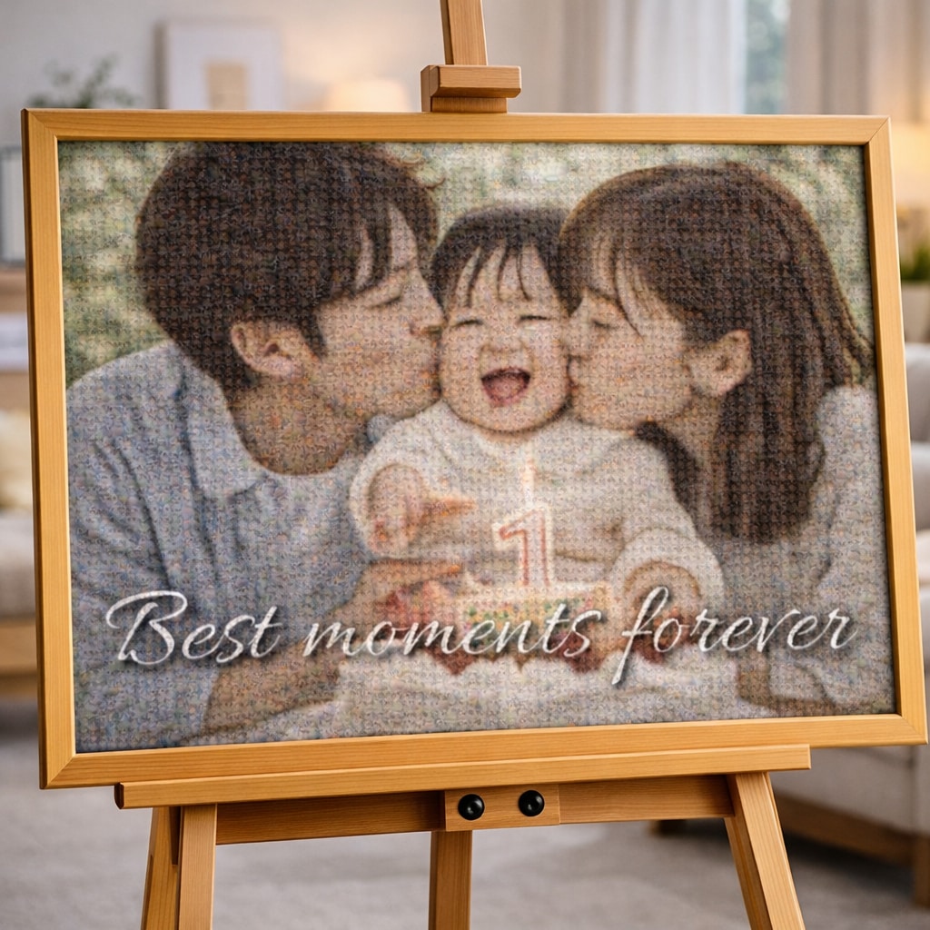 思い出の写真で結婚式モザイクアートを作ります ふたりのこれまでを一枚に｜ウェルカムボードや両親贈呈品に イメージ8